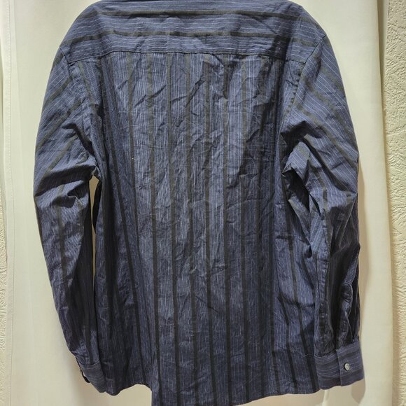 Perry Ellis Blue and black stripe long sleeve button down shirt - Picture 5 of 6